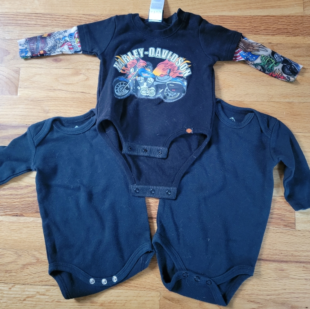 Harley-Davidson Onesie with Fake Tattoo Sleeves
